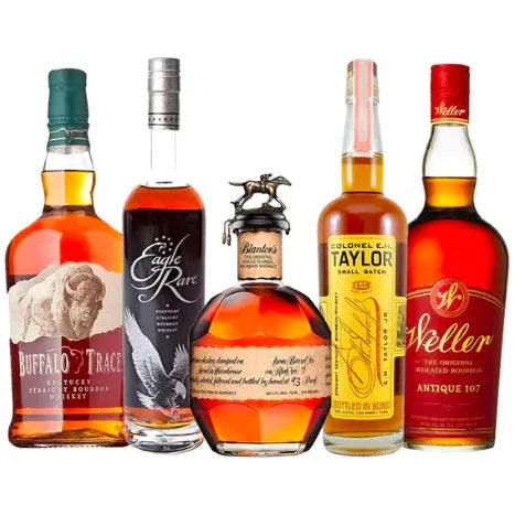 Buffalo Trace, Eagle Rare 10 Year, Blanton's Single Barrel, E.H Taylor Small Batch, and Weller Antique 107 Bundle