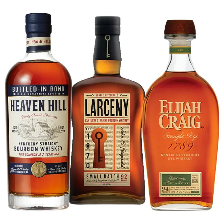 Heaven Hill 7 Year Bottled In Bond, Larceny Small Batch & Elijah Craig Straight Rye